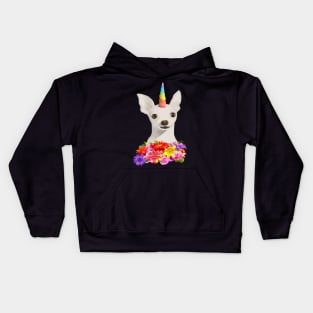 Cute Unicorn Puppy With Colorful Flowers Kids Hoodie